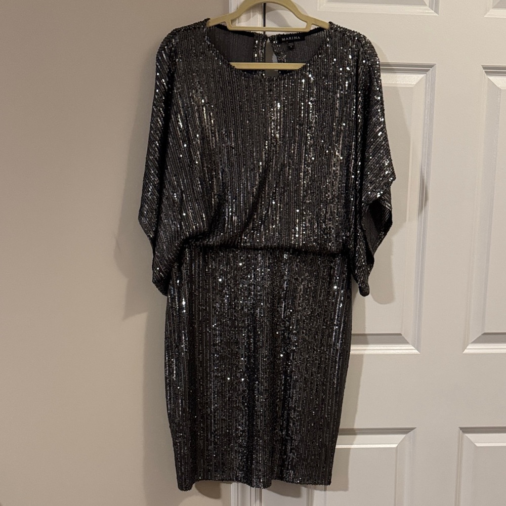 Elegant Gray Sequin Dress